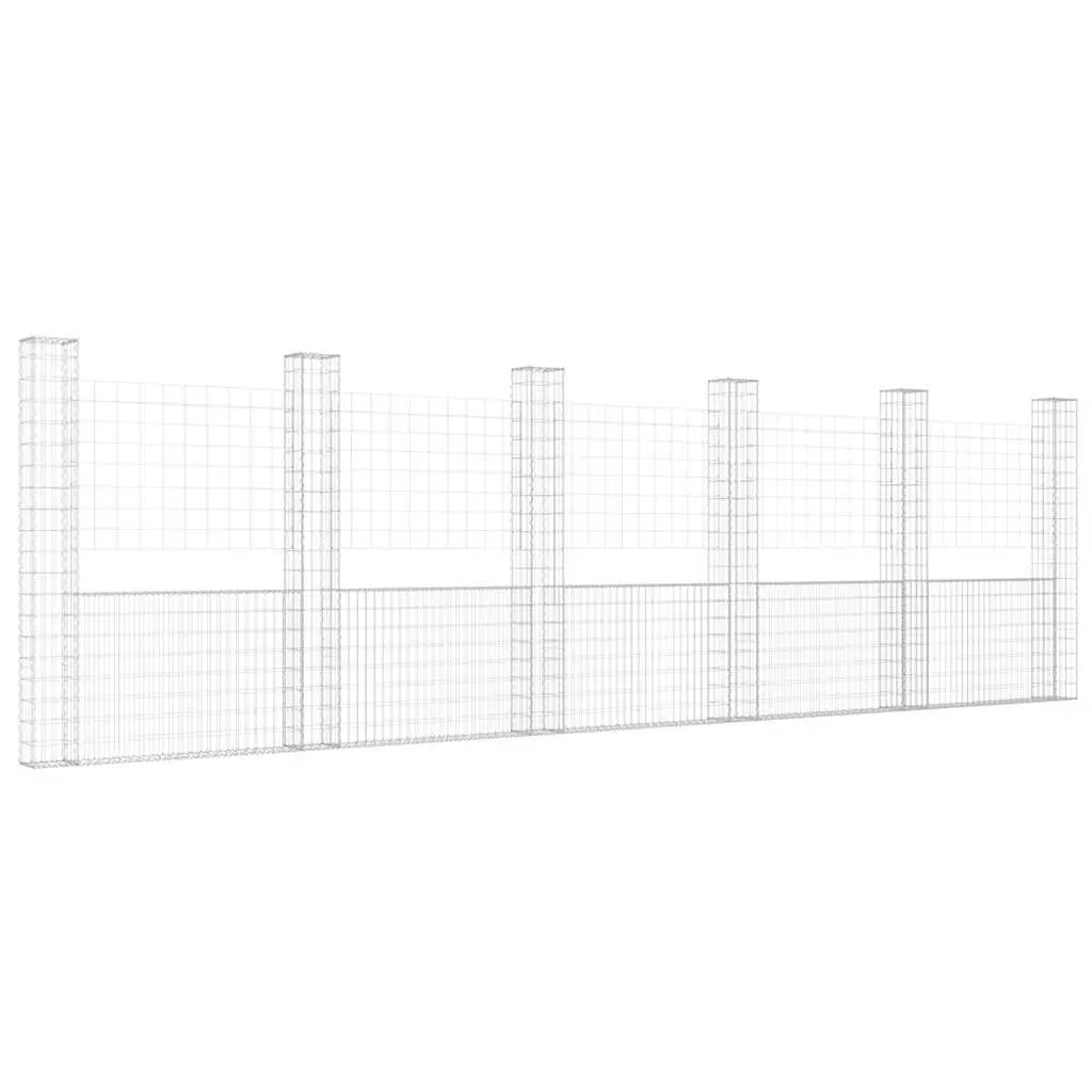 U-Shape Gabion Basket Fence Panel with 6 Iron Posts
