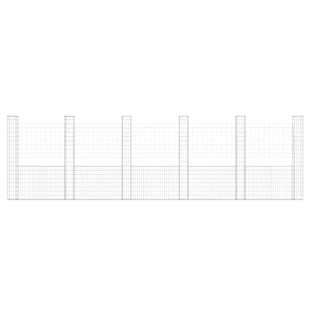 U-Shape Gabion Basket Fence Panel with 6 Iron Posts
