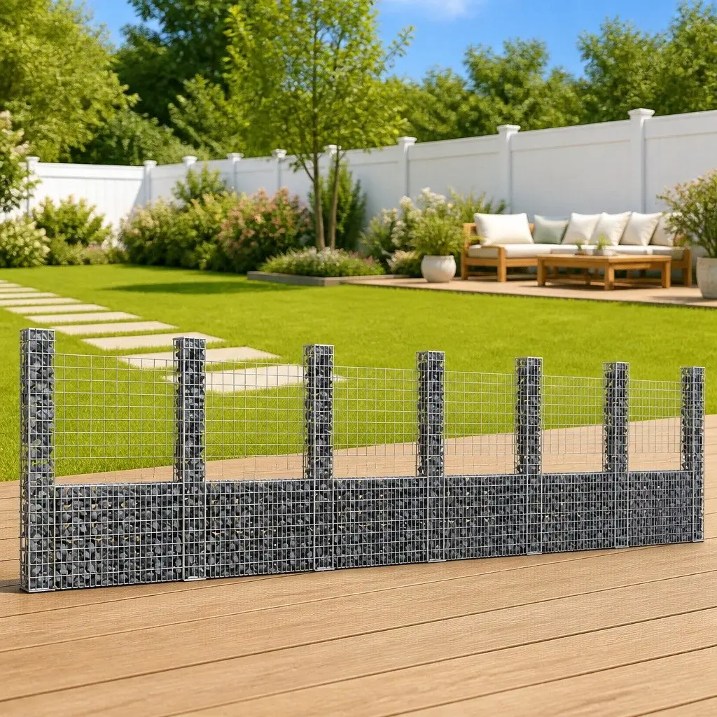 U-Shape Gabion Basket with 7 Posts for Landscape