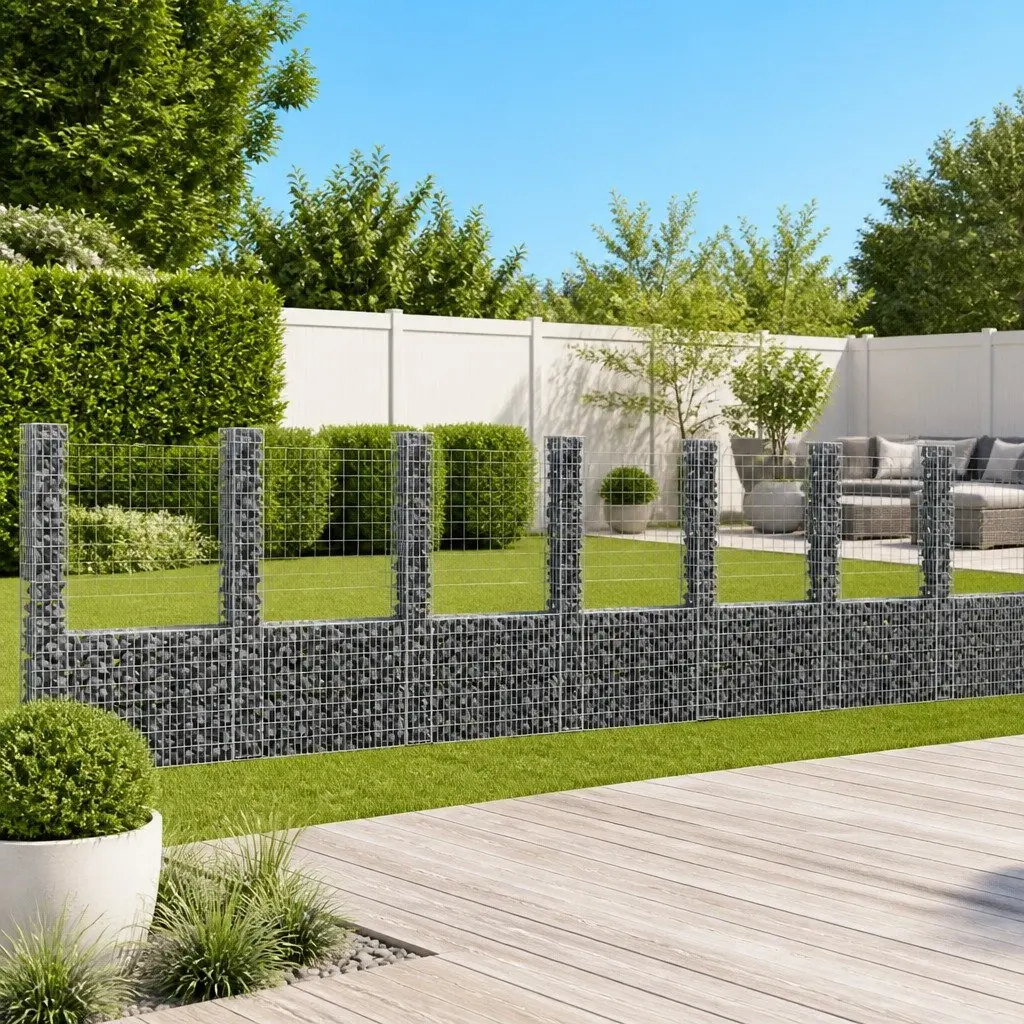 U-Shape Gabion Basket with 8 Posts for Fencing