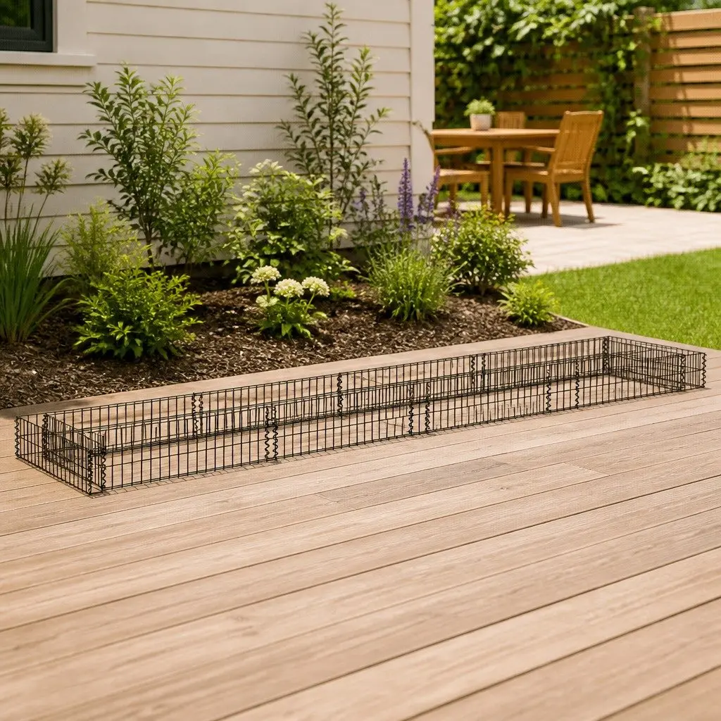 Gabion Raised Bed Galvanised Steel 400x100x20cm Silver