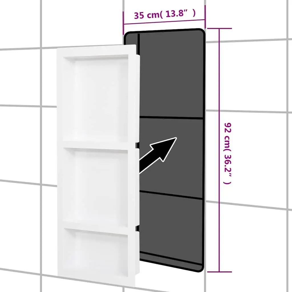 High Gloss White Shower Niche with 3 Compartments