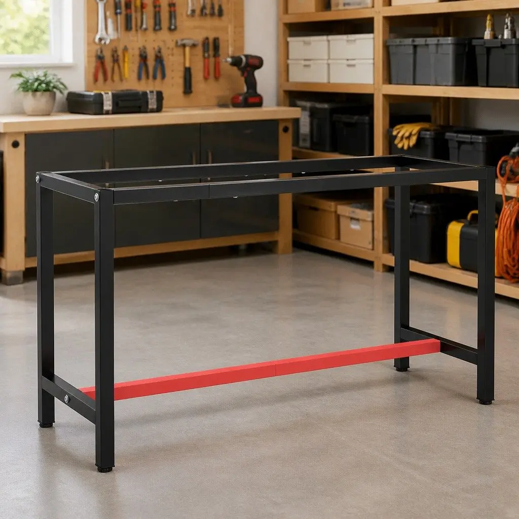 Work Bench Frame Metal 140 x 50 x 79 cm Matte Black