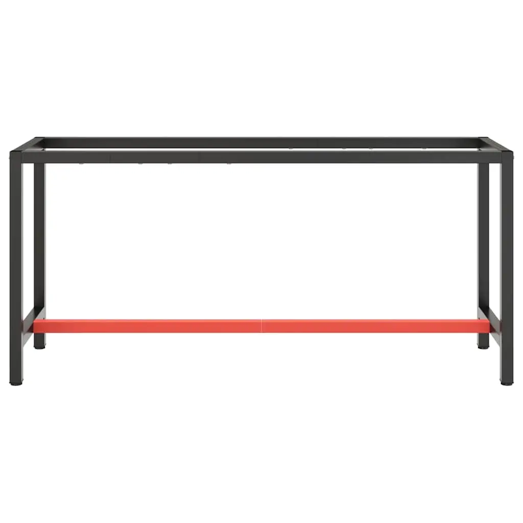 Work Bench Frame Metal Powder Coated Matte Black Red 170x50x79cm