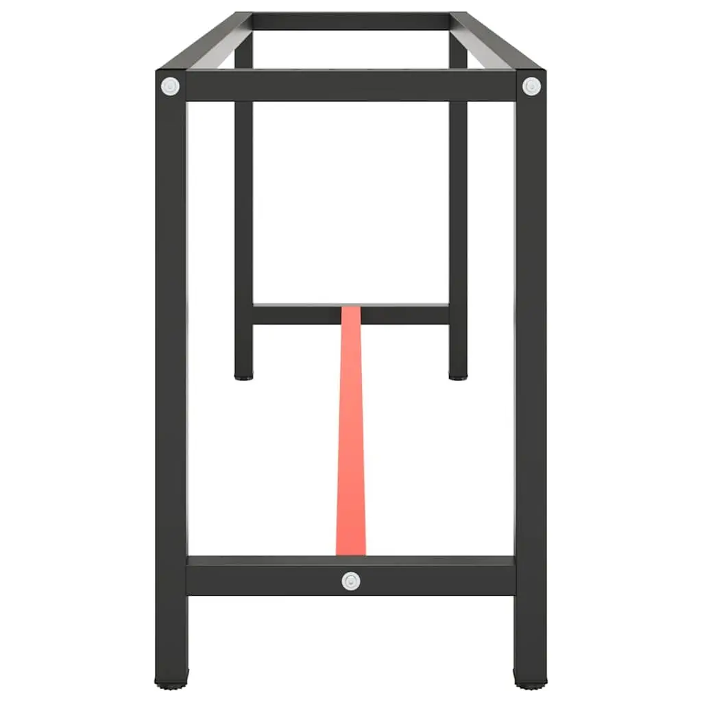 Work Bench Frame Metal Powder Coated Matte Black Red 170x50x79cm