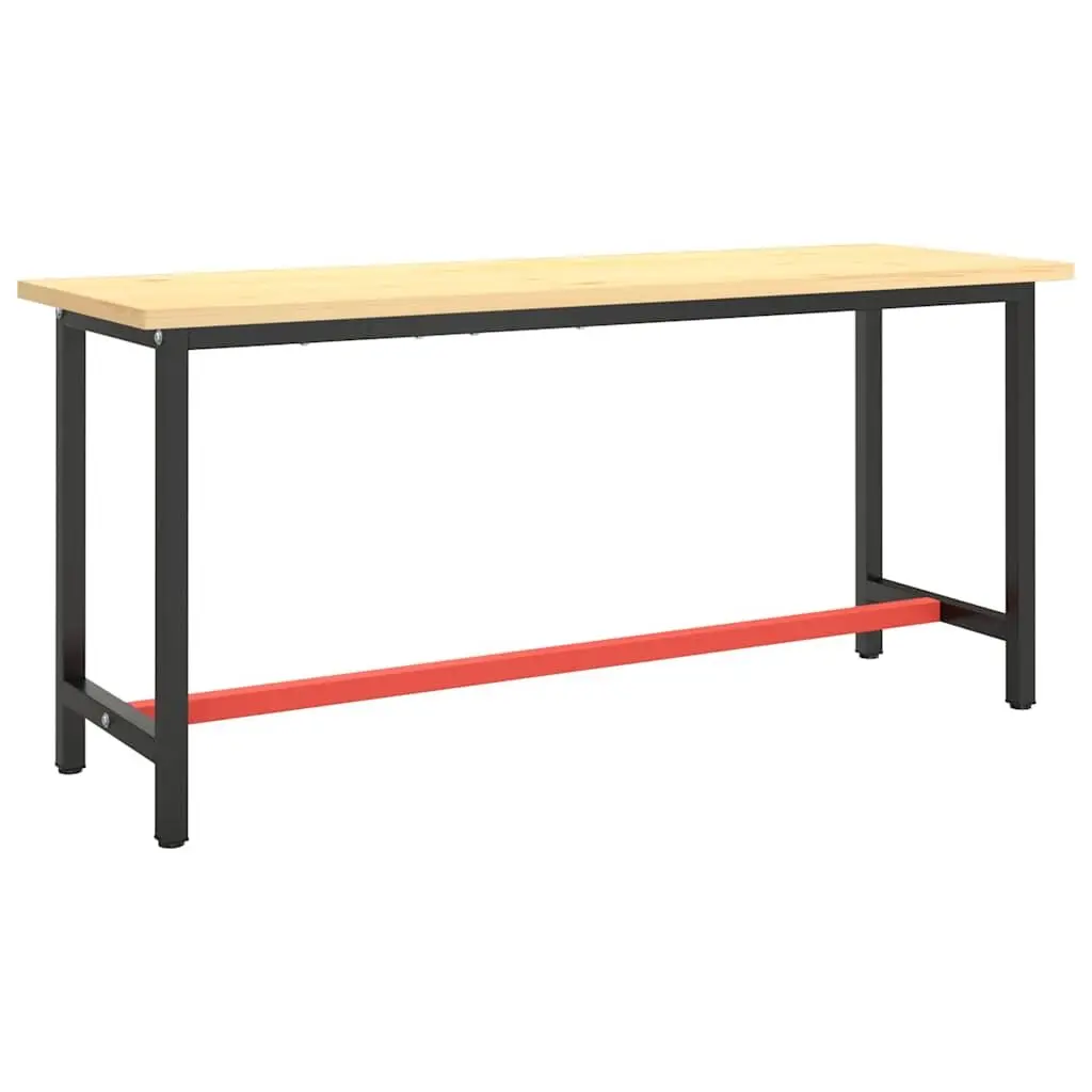 Work Bench Frame Metal Powder Coated Matte Black Red 170x50x79cm