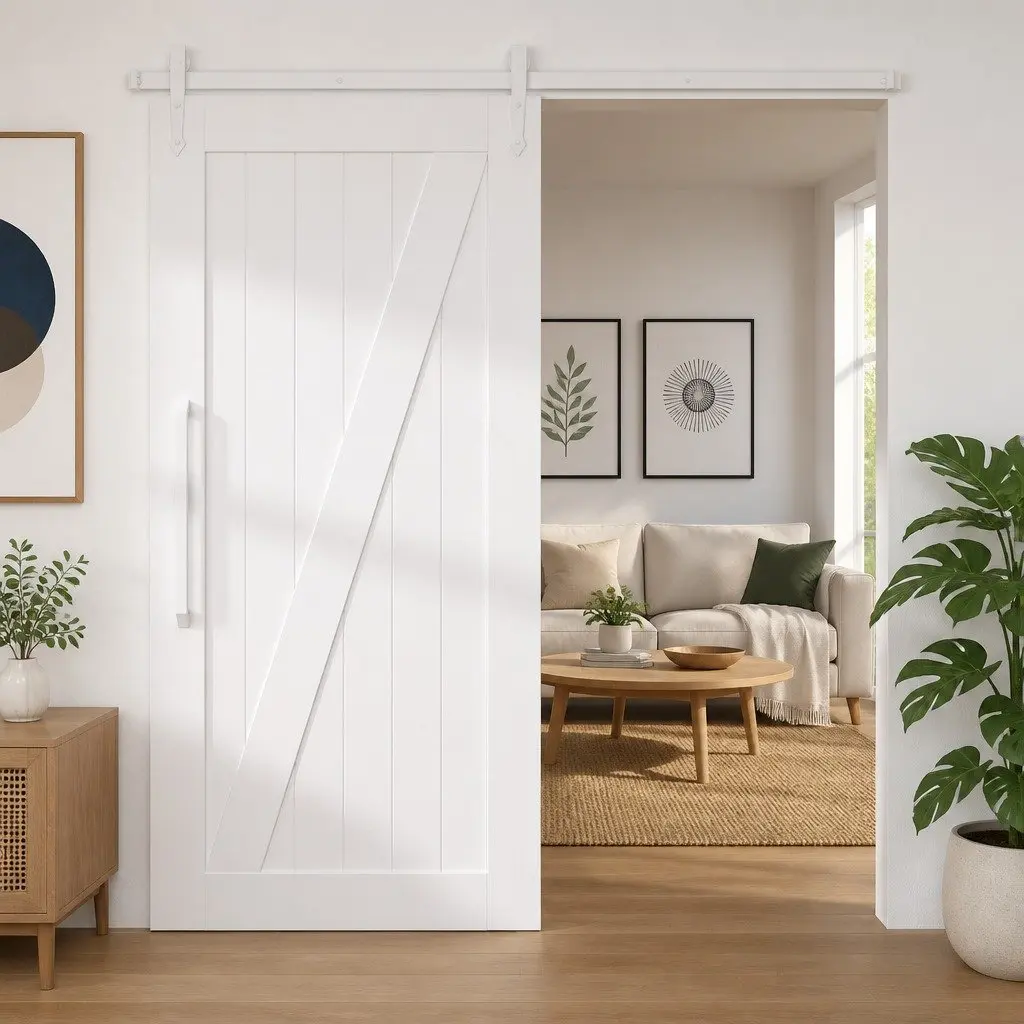 White Barn Door Roller Hardware Kit 200cm