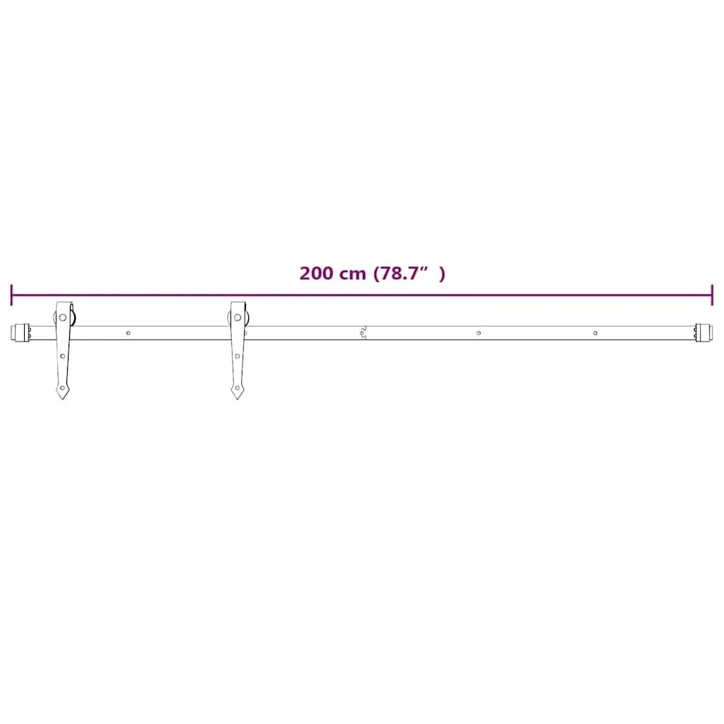White Barn Door Roller Hardware Kit 200cm