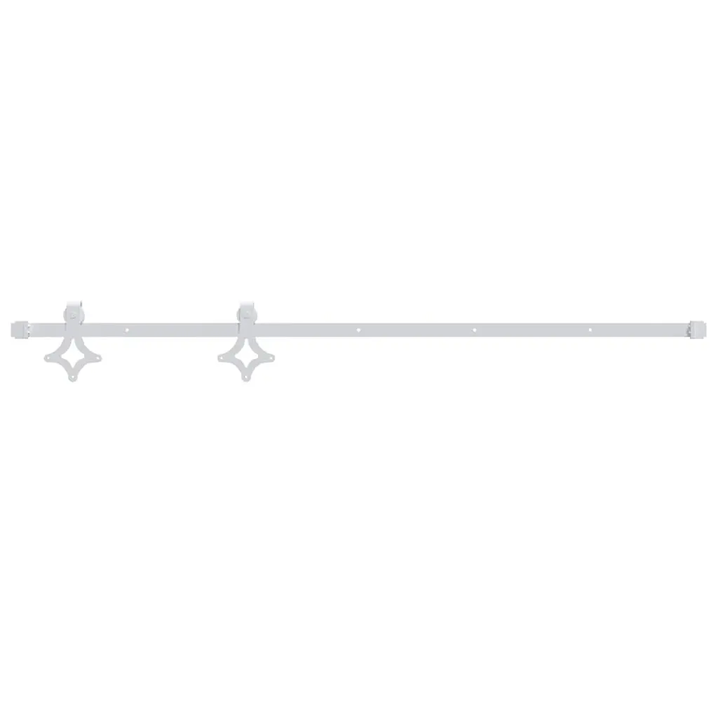 Sliding Door Hardware Kit Powder-coated Steel 183cm White Track Rail Floor Guide