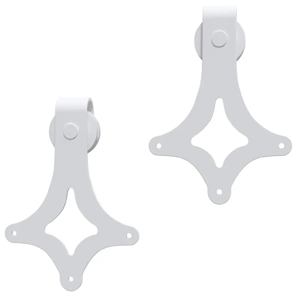 Sliding Door Hardware Kit Powder-coated Steel 183cm White Track Rail Floor Guide