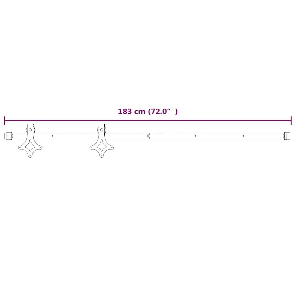 Sliding Door Hardware Kit Powder-coated Steel 183cm White Track Rail Floor Guide