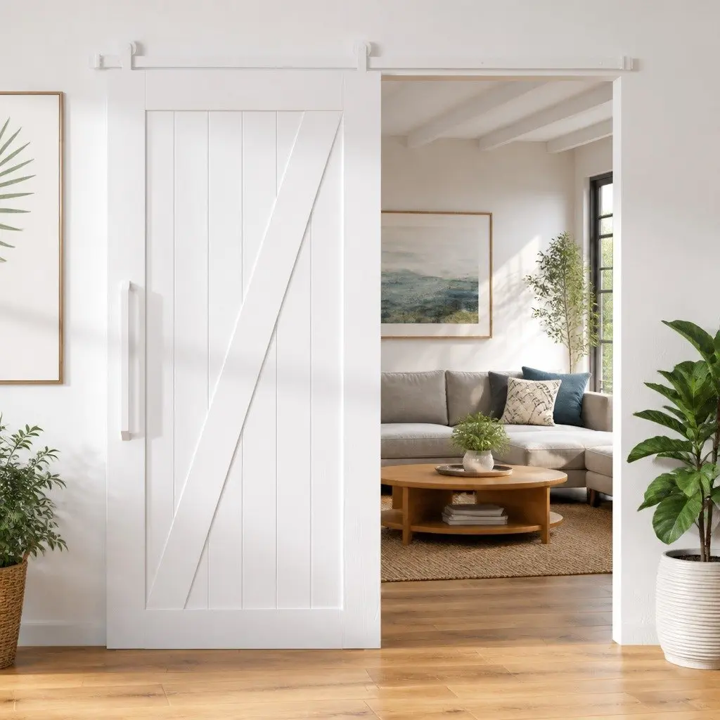 Sliding Door Hardware Kit Powder-coated Steel 200cm White