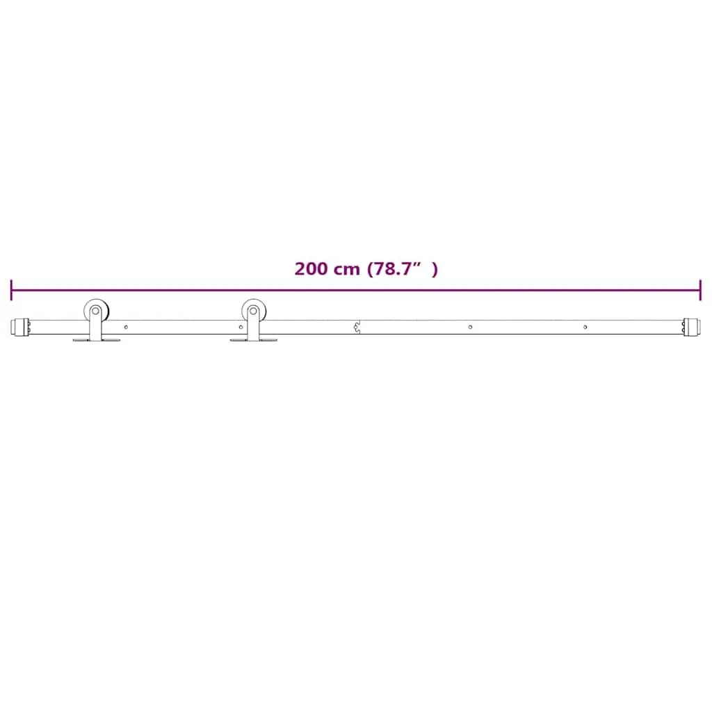 Sliding Door Hardware Kit Powder-coated Steel 200cm White