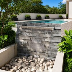 Stainless Steel Rectangular Pool Waterfall Fountain 110cm