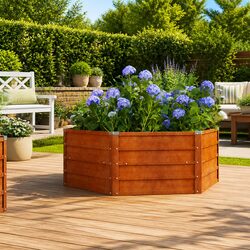 Corten Steel Hexagon Garden Raised Bed 129x129x45cm