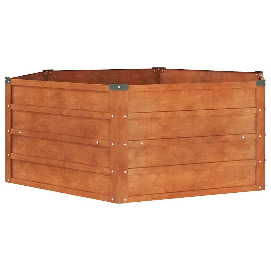 Corten Steel Hexagon Garden Raised Bed 129x129x45cm