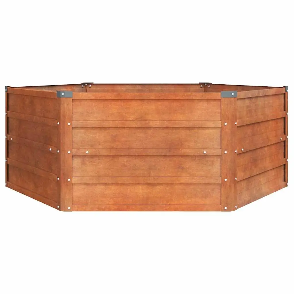 Corten Steel Hexagon Garden Raised Bed 129x129x45cm