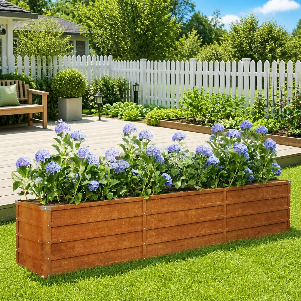 Garden Raised Bed Planter Corten Steel 240x40x45 cm Brown