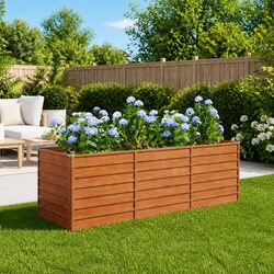 Corten Steel Raised Bed Planter 240x80x77cm for Gardens