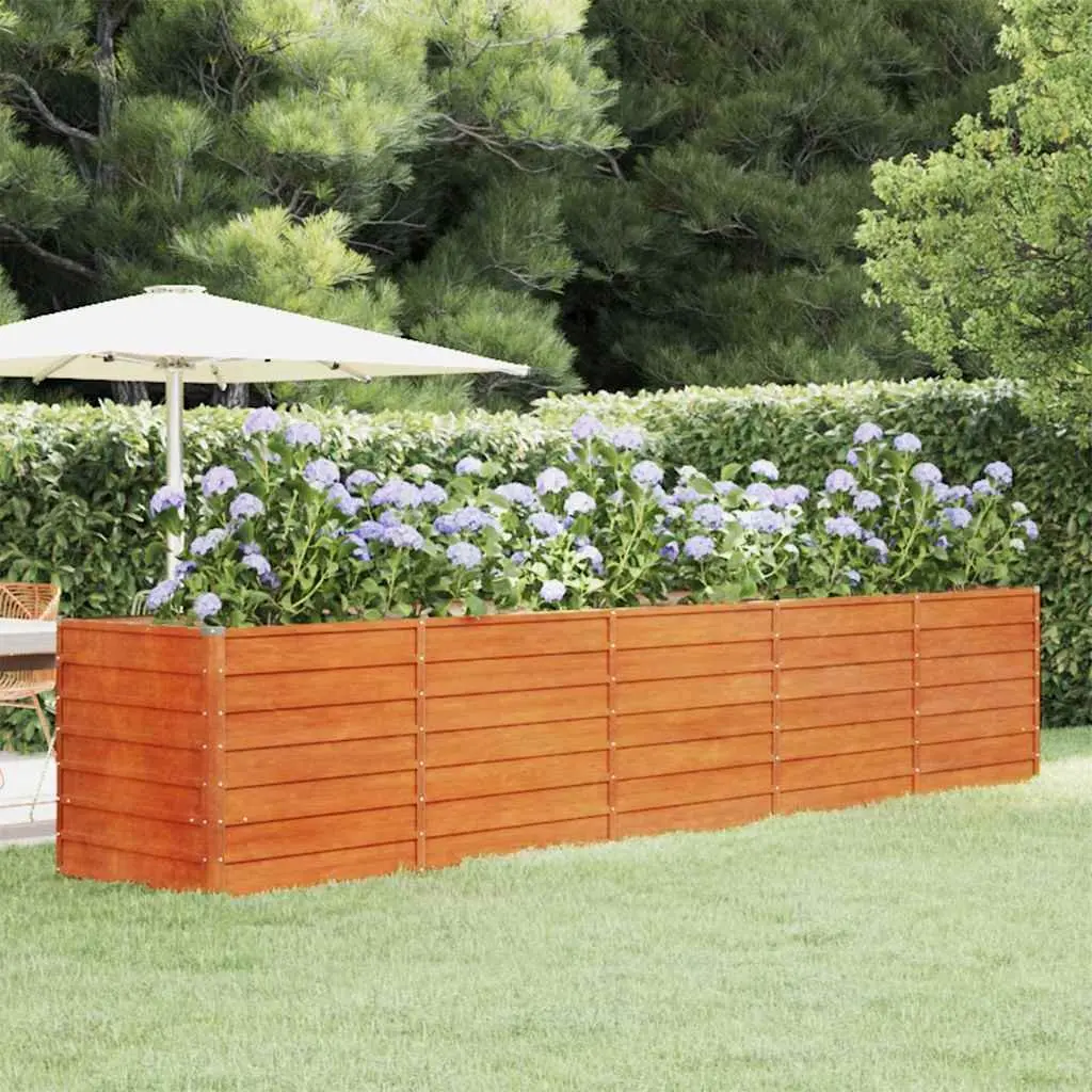 Garden Raised Bed Planter Corten Steel 400x80x77cm Brown