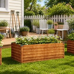 Durable Corten Steel Raised Bed Planter 100x50x36 cm