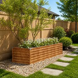 Exceptional Corten Steel Garden Raised Bed Planter 194x50x36 cm