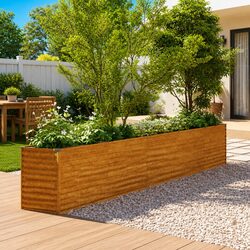 Garden Raised Bed Planter Box 482x50x69cm Brown Corten Steel Weathering