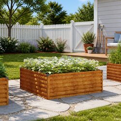 Corten Steel Garden Raised Bed 100x100x36 cm Brown Planter