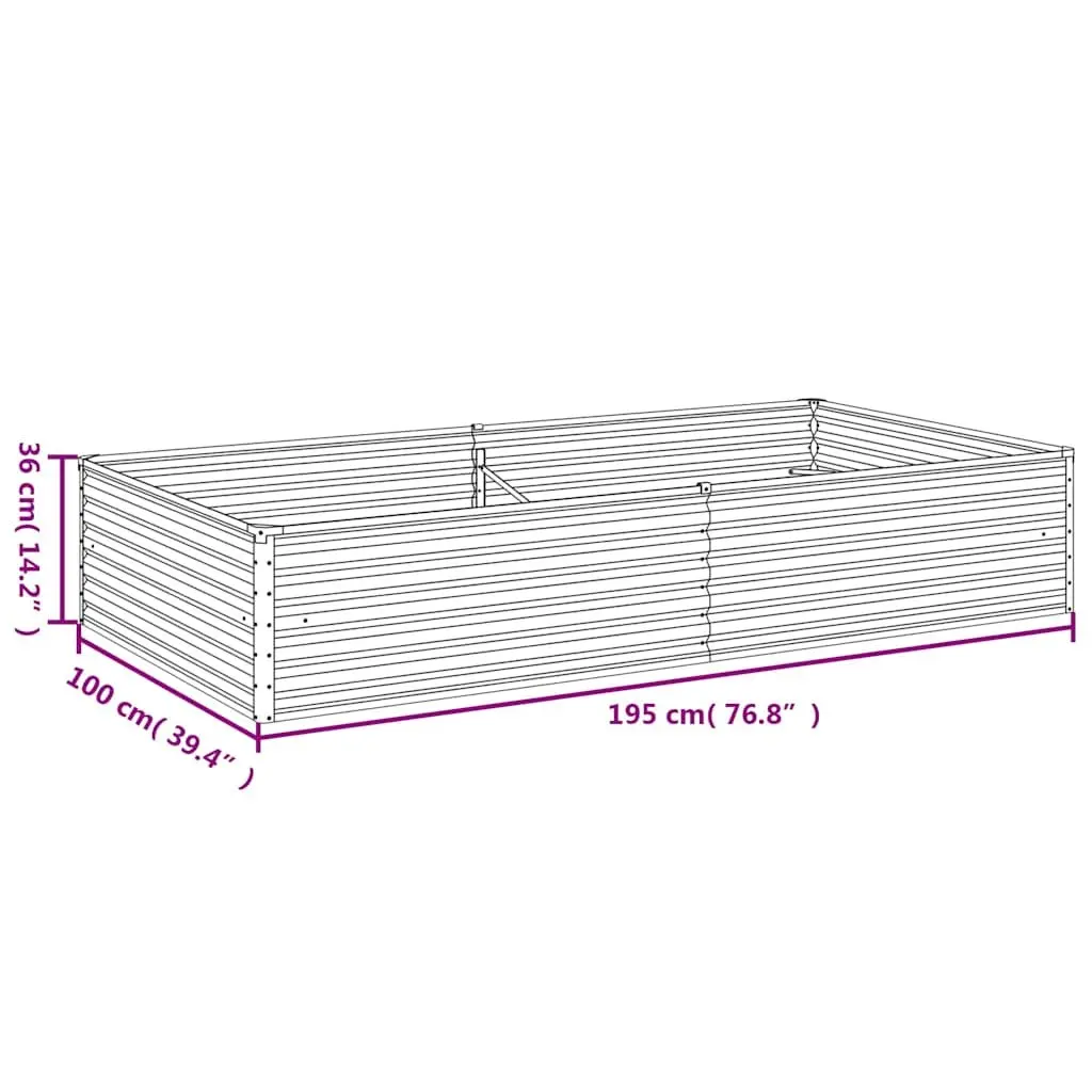 Raised Bed Planter Corten Steel 195 x 100 x 36 cm Brown