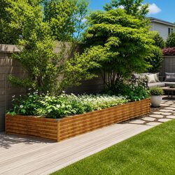 Premium Corten Steel Raised Garden Bed 387x100x36 cm