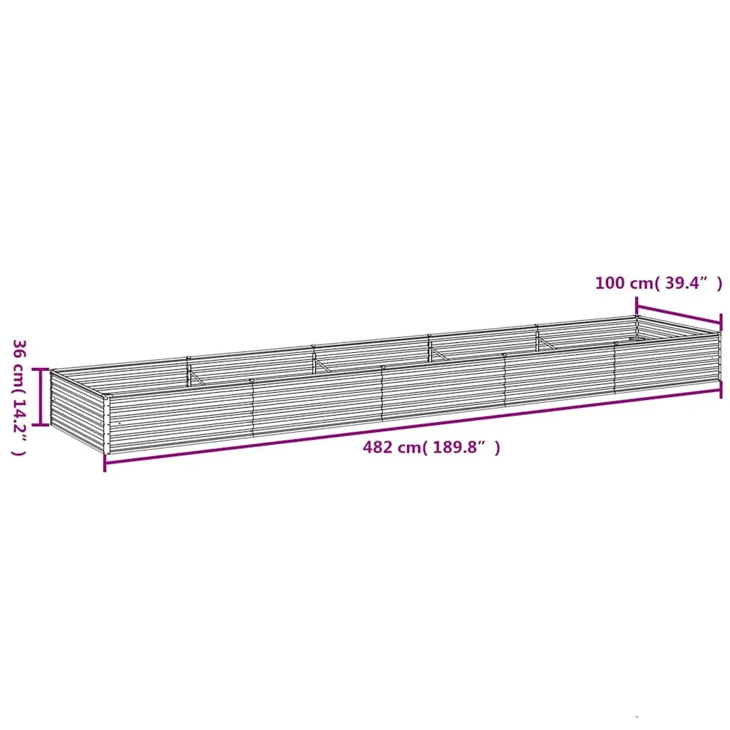 Corten Steel Raised Garden Bed 482x100x36 cm