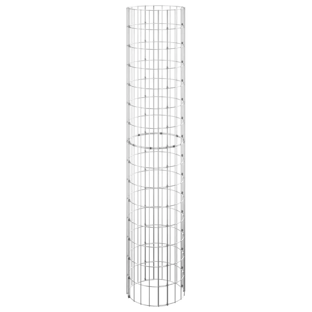Circular Gabion Pole Galvanised Steel Ø30x150 cm Silver
