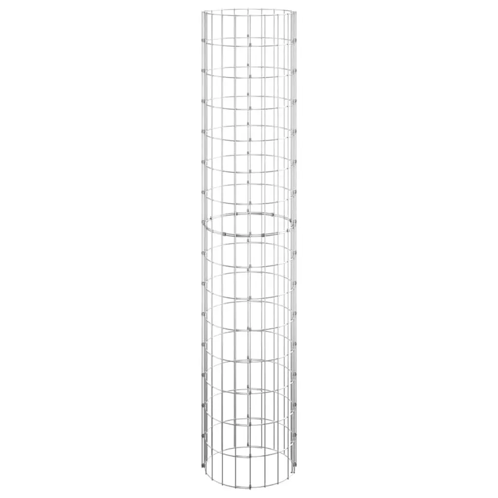 Circular Gabion Pole Galvanised Steel Ø30x150 cm Silver
