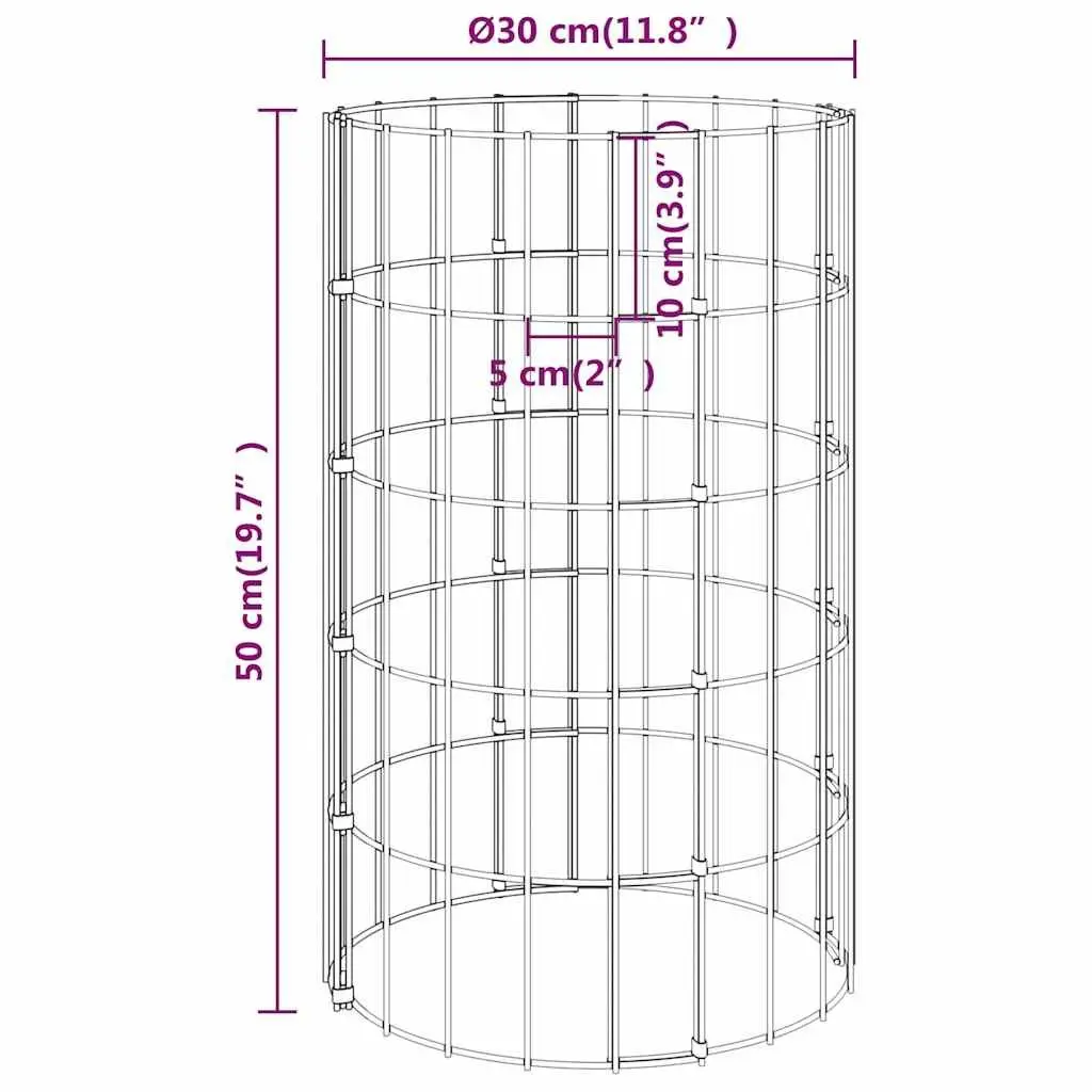 Circular Gabion Raised Garden Beds 4-Pack Silver