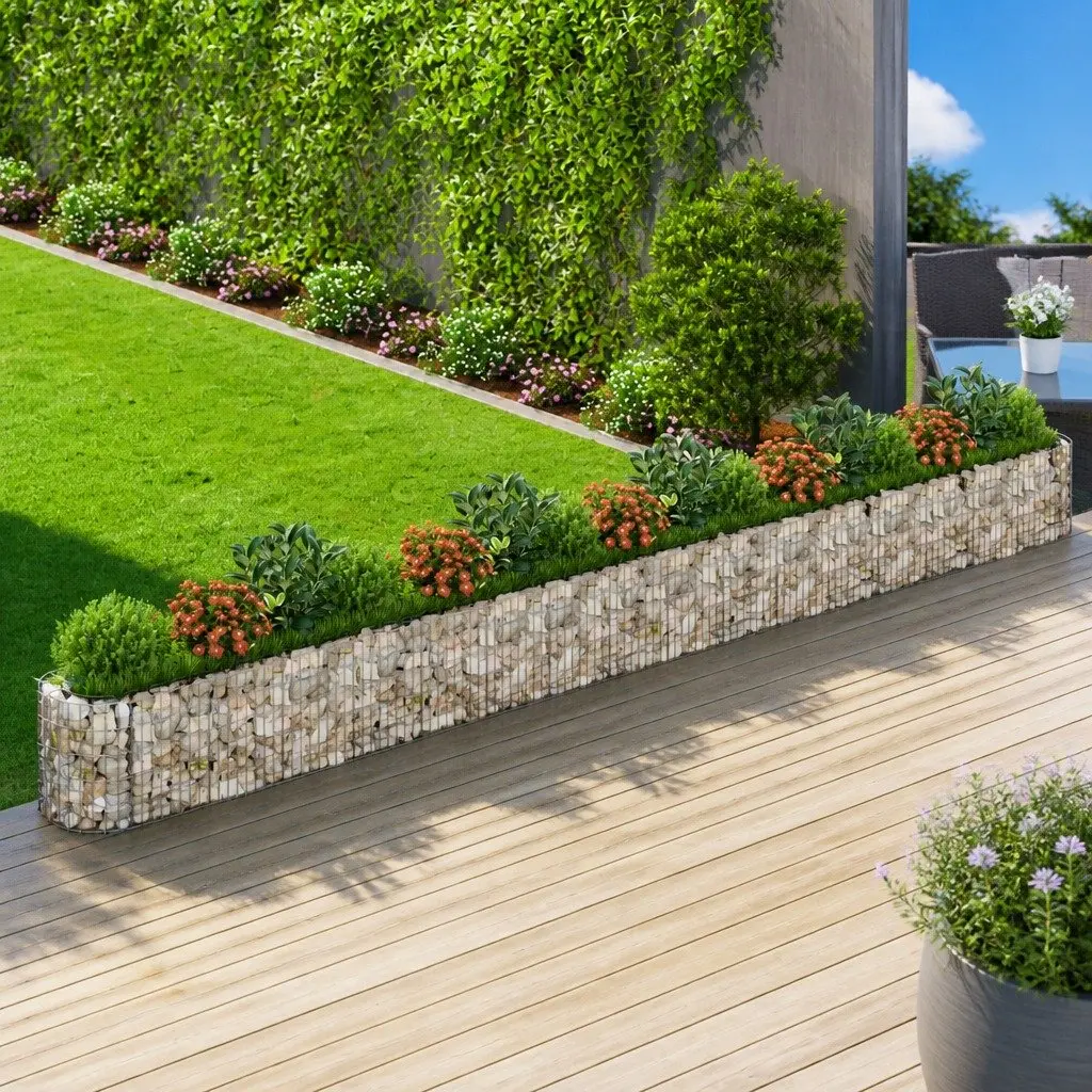 Gabion Raised Bed Galvanised Iron 610x50x50 cm Silver