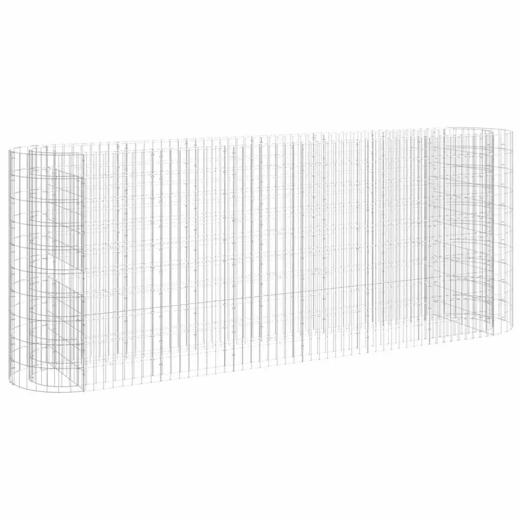 Gabion Raised Bed Galvanised Iron 260 x 50 x 100 cm Silver Garden Planter Flower Border