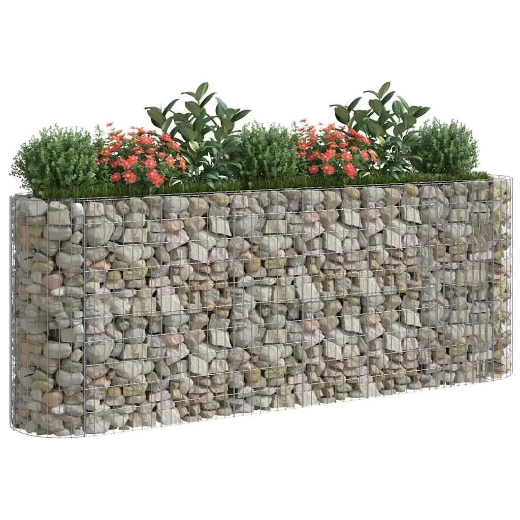 Gabion Raised Bed Galvanised Iron 260 x 50 x 100 cm Silver Garden Planter Flower Border