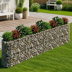 Galvanised Iron Gabion Raised Bed Garden Planter Border 400x50x100 cm Silver