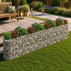 Sturdy Galvanised Iron Gabion Garden Bed Planter 470x50x100cm