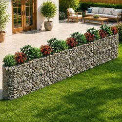 Durable Gabion Raised Bed Planter Garden Border Silver 540x50x100cm