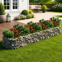 Durable Galvanised Iron Gabion Raised Bed Planter 400x100x50cm