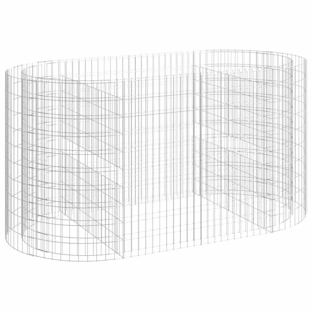 Galvanised Iron Gabion Planter 200x100x100cm Silver Durable Flower Border for Garden and Patio