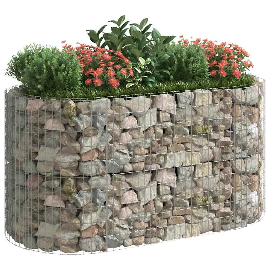Galvanised Iron Gabion Planter 200x100x100cm Silver Durable Flower Border for Garden and Patio