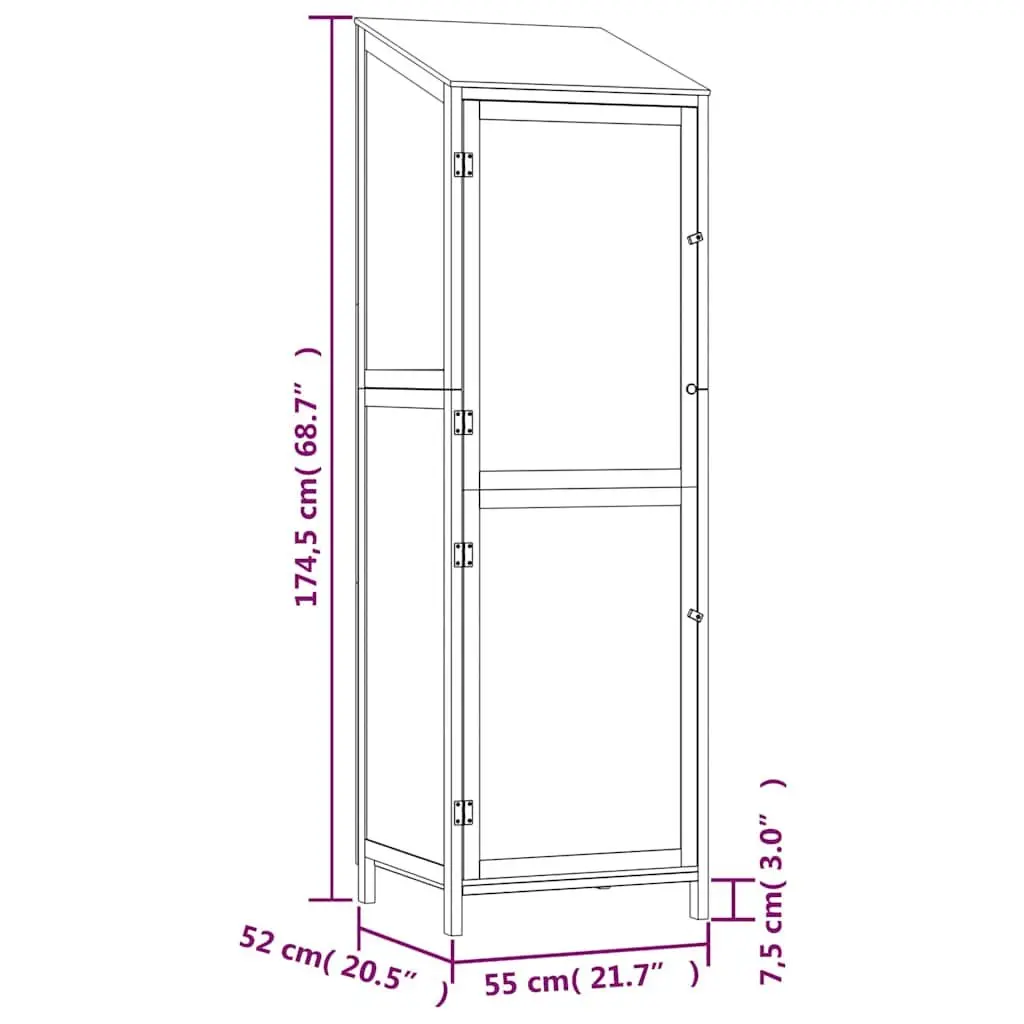 Garden Shed Solid Wood Fir 55x52x174.5cm Brown