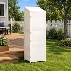 Sturdy White Wooden Garden Shed for Outdoor Storage