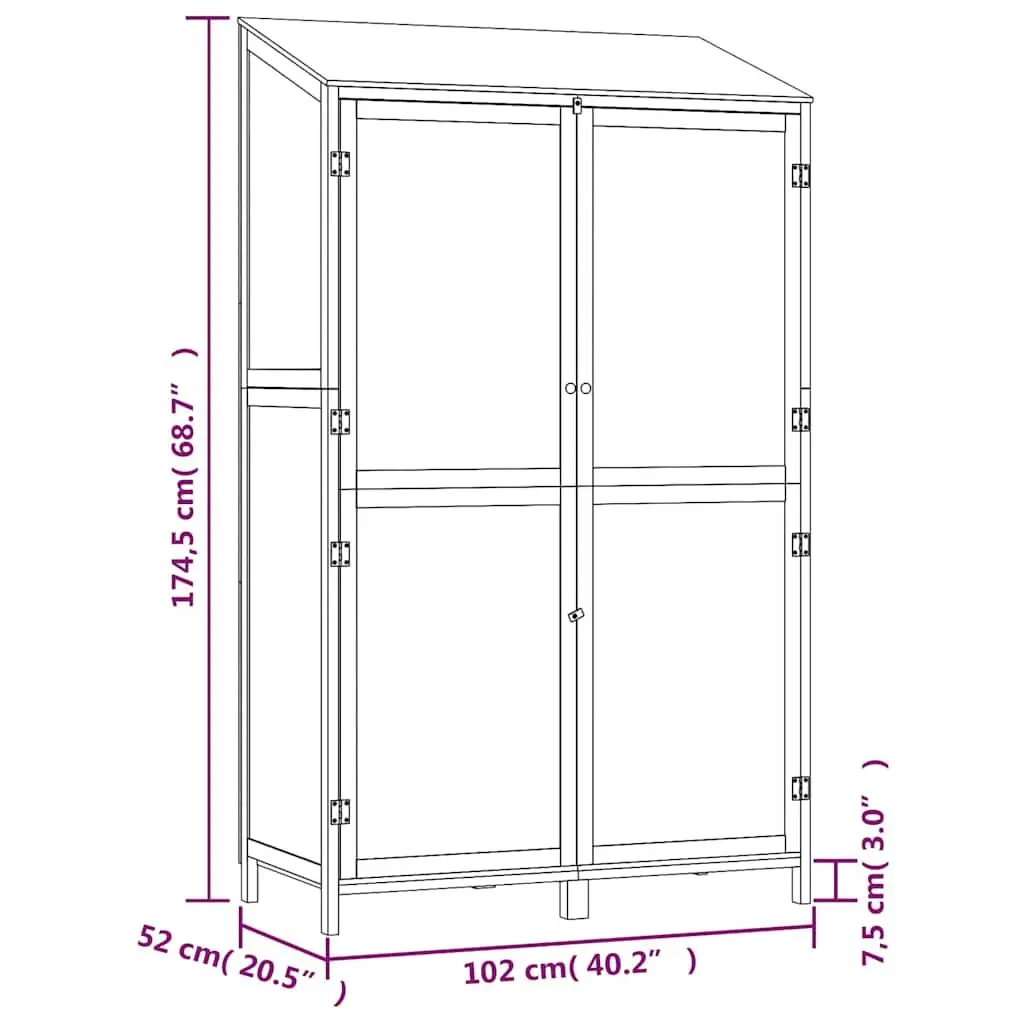 Wooden Garden Shed 102x52x174.5 cm for Outdoor Storage