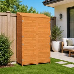 Solid Fir Wood Garden Shed in Brown - 102x52x174.5cm