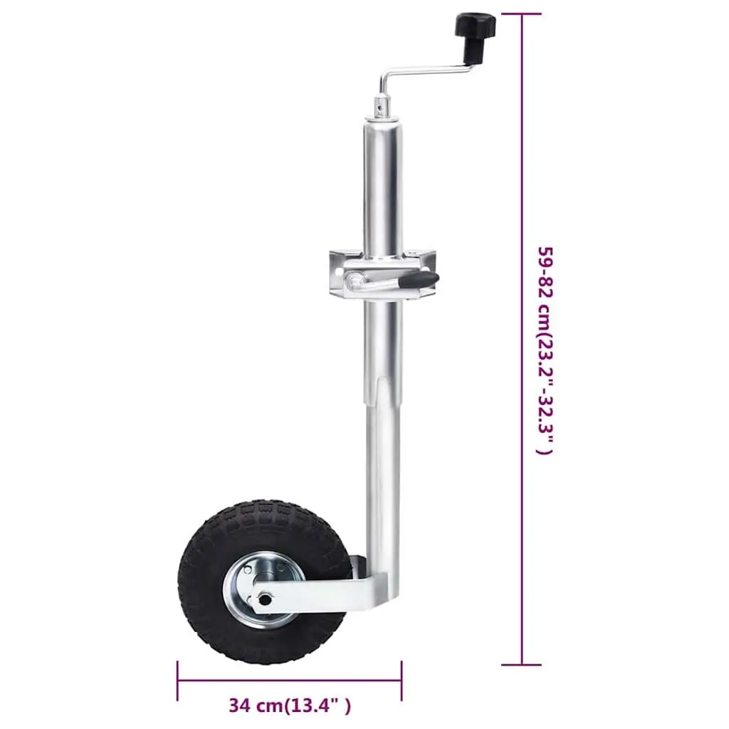 Jockey Wheel Galvanised Steel 59cm to 82cm Silver Split Clamp Adjustable Height Stabiliser Support