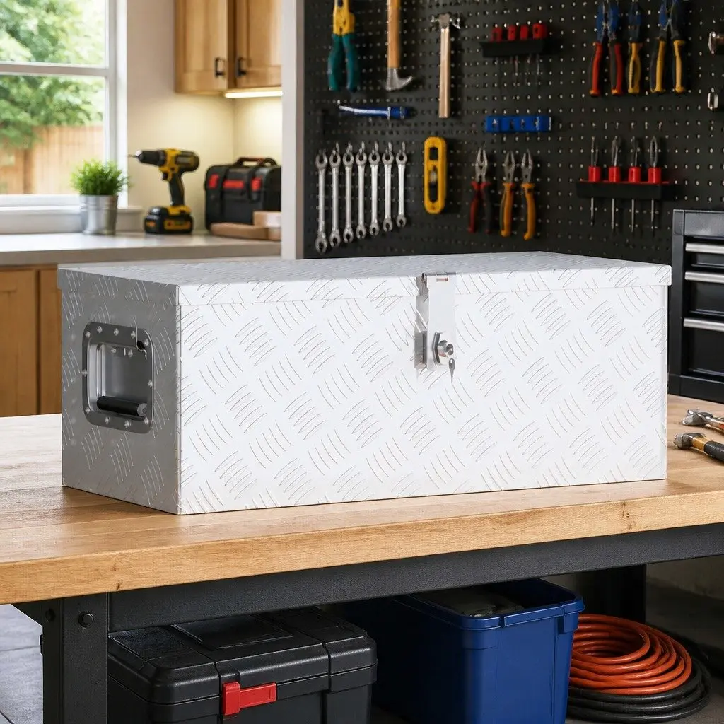 Silver Aluminium Storage Box for Tools, 70x31x27cm