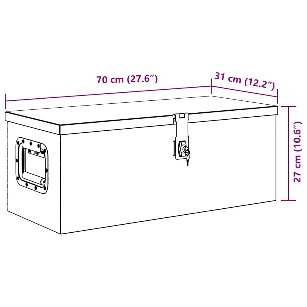 Silver Aluminium Storage Box for Tools, 70x31x27cm